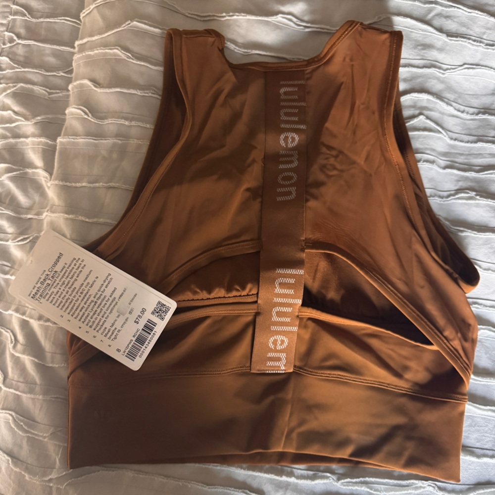 NWT Lululemon 8 Mesh-Back Training Cropped Tank Top Rich Caramel - Picture 6 of 8